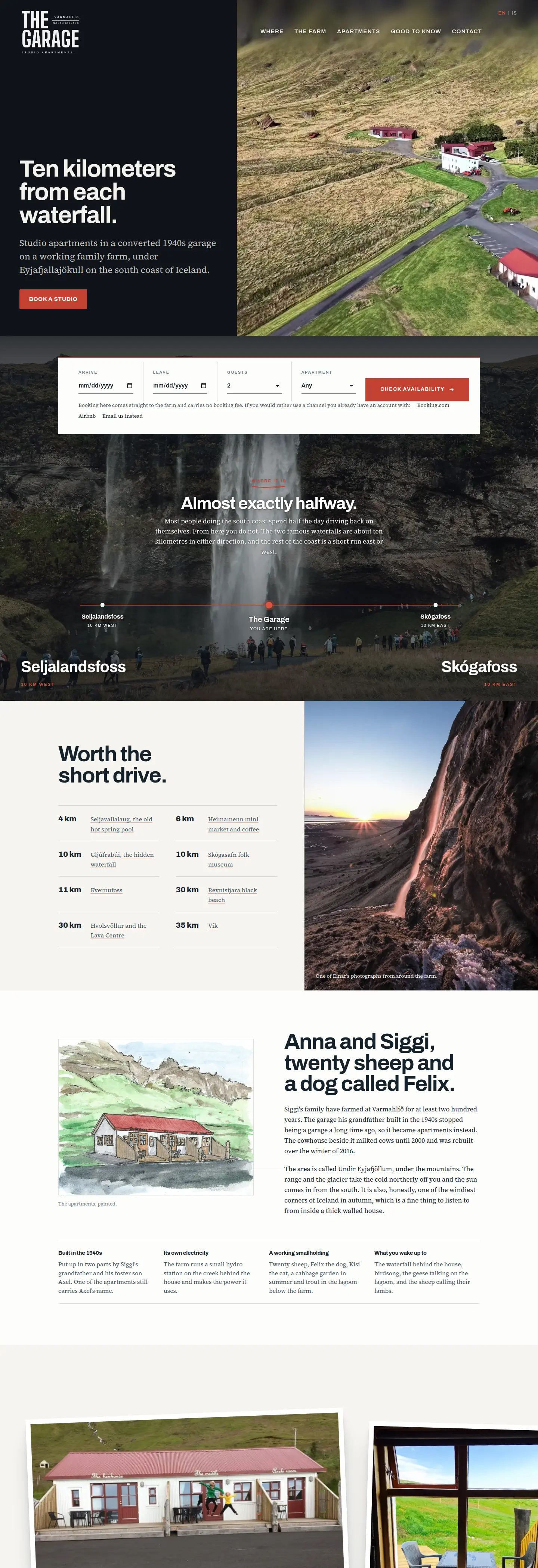 Home page of thegarage.is, screenshot